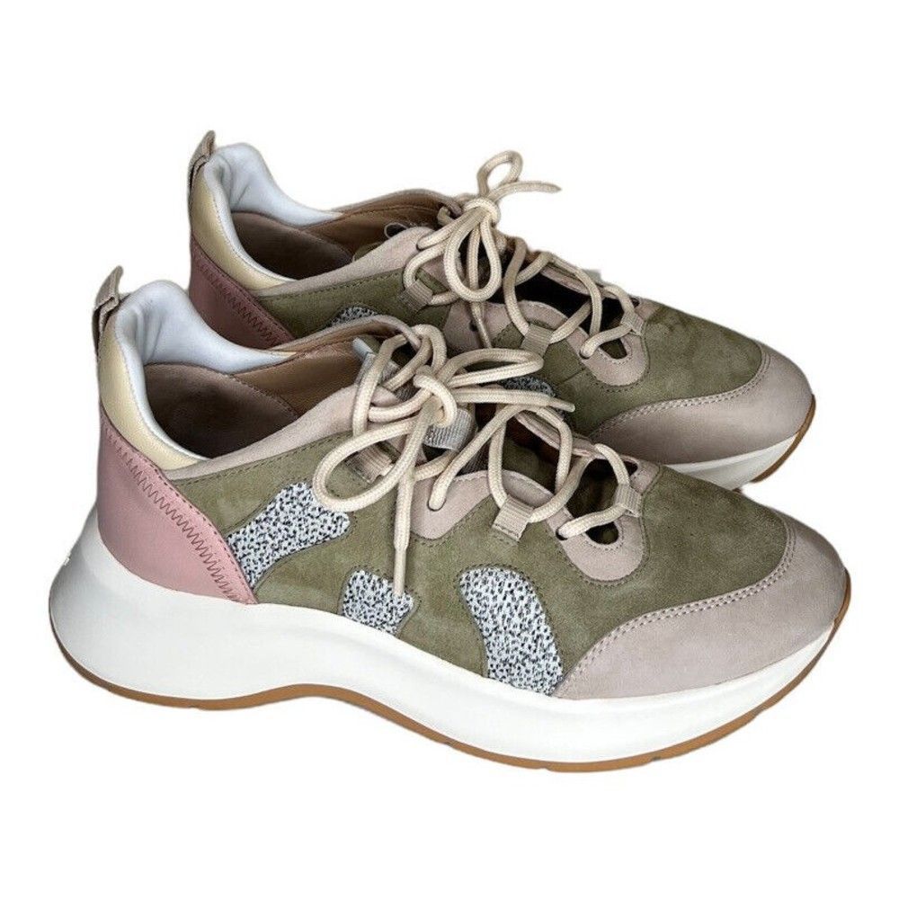 HOGAN H585 GREEN/PINK WOMENS SNEAKER‎ SPORT SZ 10.5 STYLE HXW5850DU70R8E0MRU